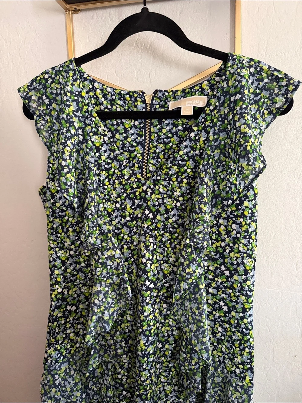Michael Kors Navy Dress with Green & White Floral Print